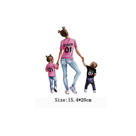 Στάμπα Queen μαμά με κοριτσάκι κ αγοράκι