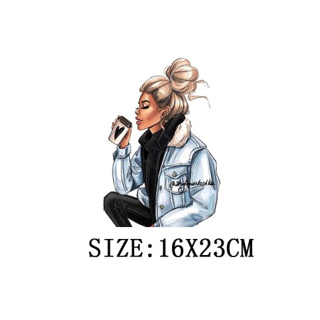 Στάμπα κοπέλα με καφέ